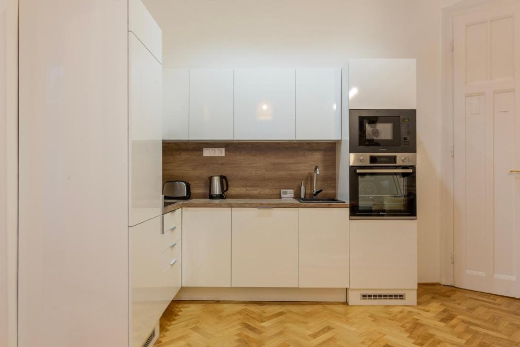 Kuchyňa alebo kuchynka v ubytovaní Glamorous Modern Apartment in the Hearth of Budapest
