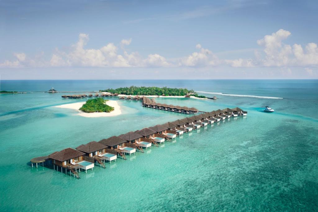 an aerial view of an island in the ocean at Anantara Veli Maldives Resort - Special Offer On Transfer Rates For Summer 2024 in South Male Atoll