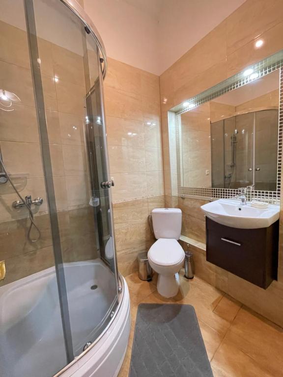 Koupelna v ubytování MiniApartamentsKV