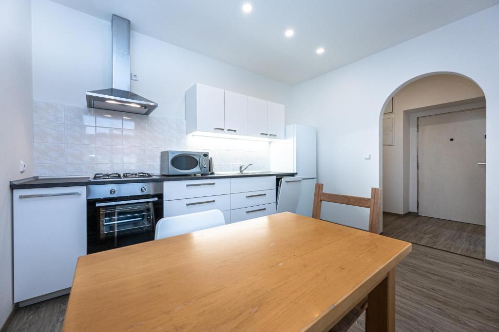 Kuchyň nebo kuchyňský kout v ubytování Apartment Americká 8