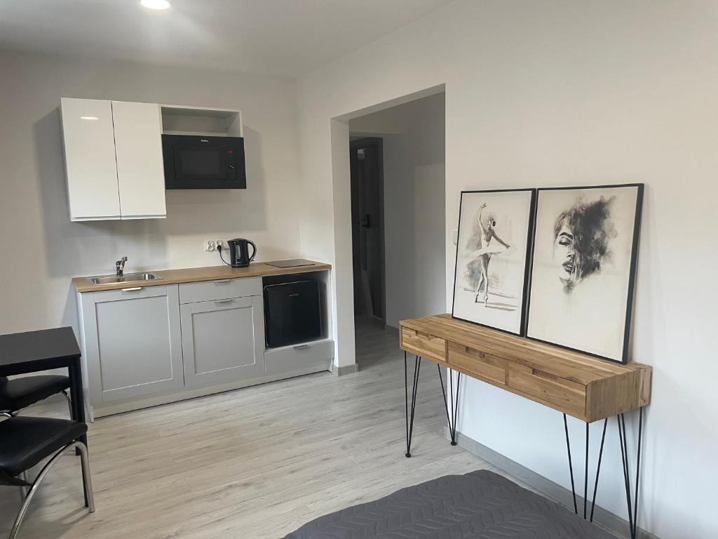Kuchyň nebo kuchyňský kout v ubytování Apartamenty Wisła Centrum