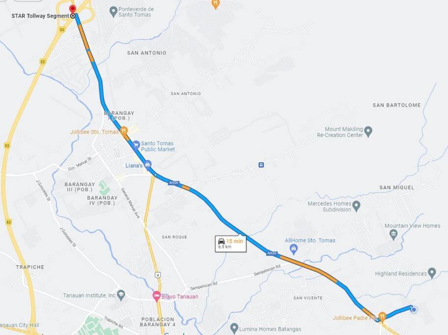 une carte de l’itinéraire proposé pour l’autoroute proposée dans l'établissement Aurora Bliss, à San Felix