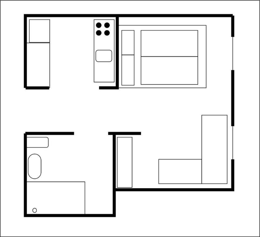 a black and white drawing of a microwave at Traunsee Design Apartment for 2 People in Gmunden