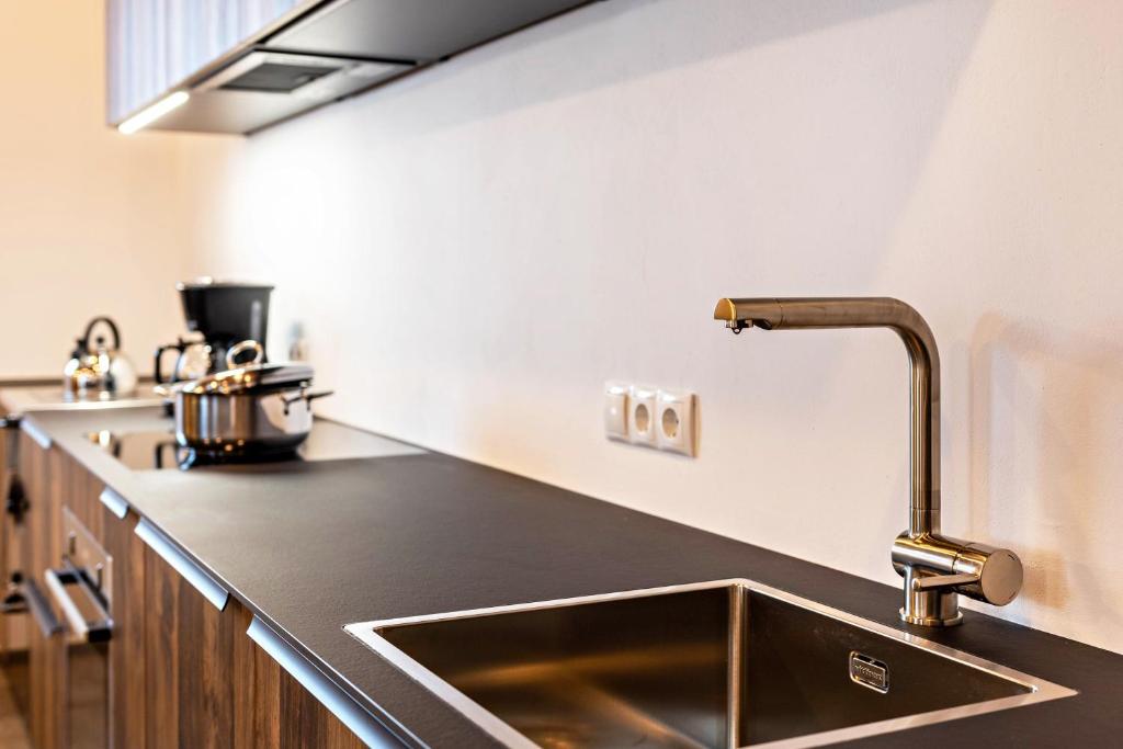 Kuchyň nebo kuchyňský kout v ubytování Alpin Chalet Samer Apt Bauernstube