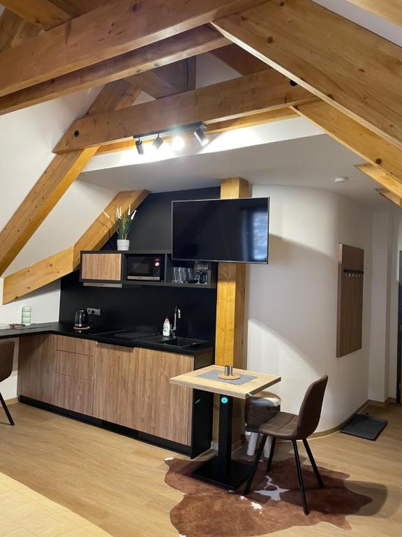 Kuchyň nebo kuchyňský kout v ubytování Apartmány Výsluní