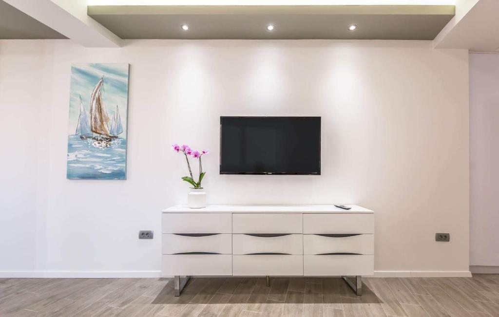 Televízia a/alebo spoločenská miestnosť v ubytovaní Apartman dva