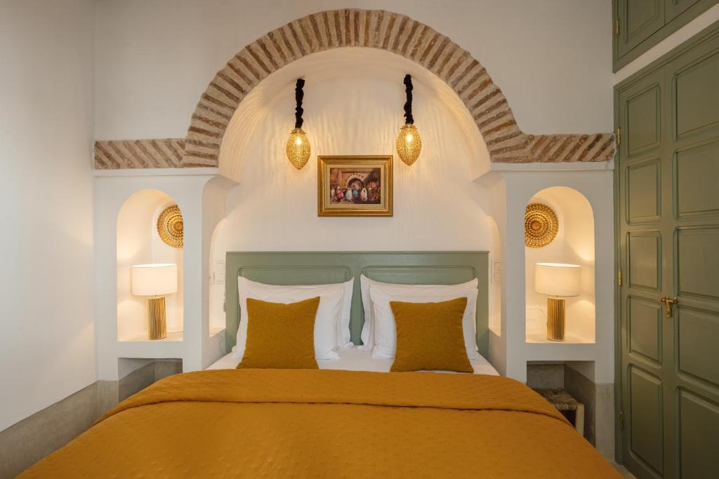 Postel nebo postele na pokoji v ubytování Riad Espoir Spa Logement entier