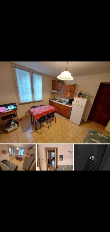 2 Bilder von einer Küche und einem Zimmer mit einem Tisch in der Unterkunft C.V.A appartamento in Nus
