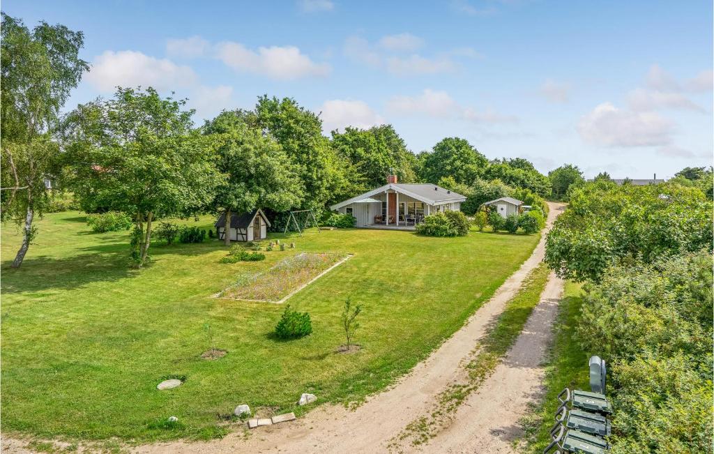 an aerial view of a house with a large yard at Beautiful Home In Ebeltoft With Wifi in Ebeltoft