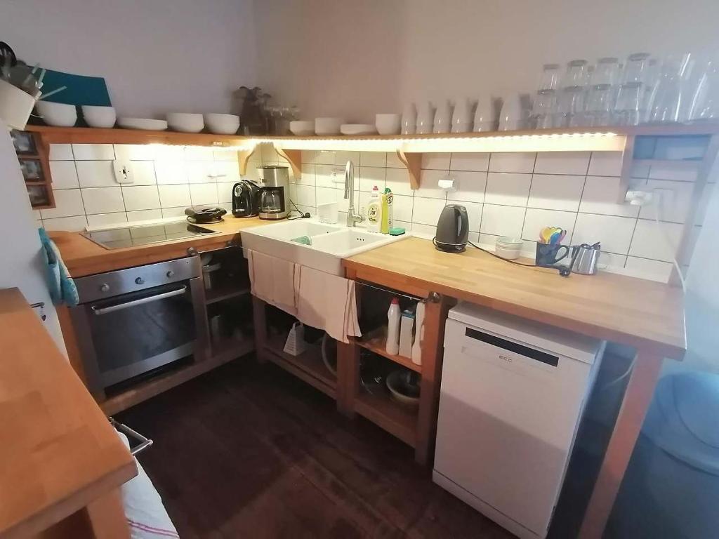 Kuchyň nebo kuchyňský kout v ubytování Chalupa U Kocourka