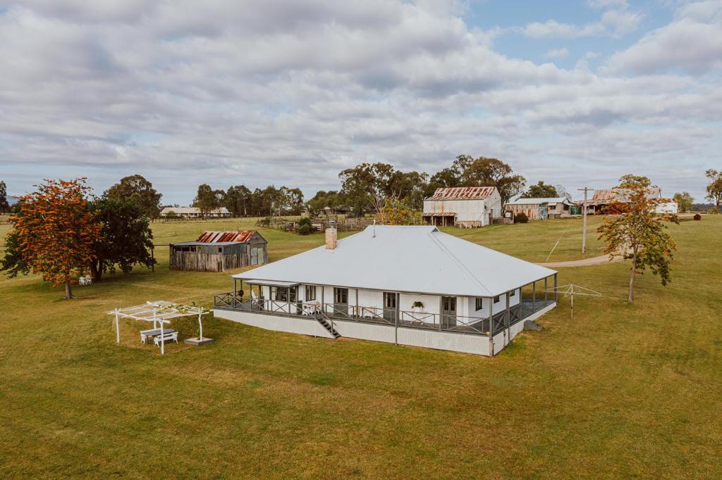 an overhead view of a house in a field at The Homestead at Corunna Station in Belford