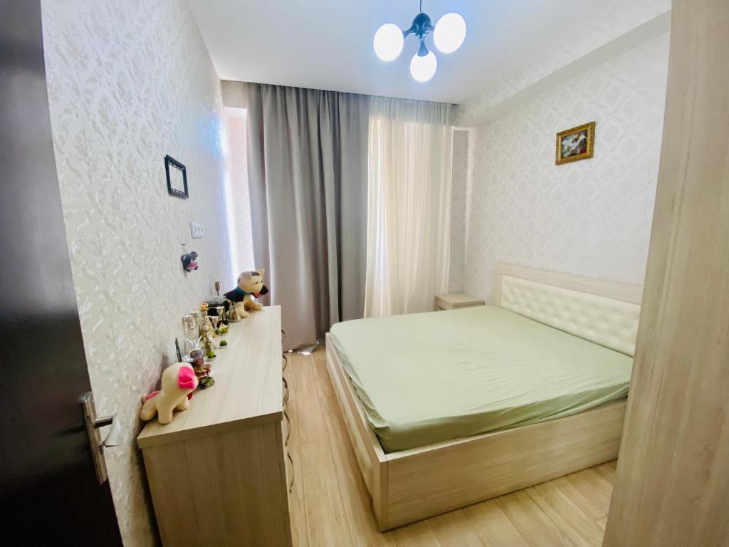 Habitación pequeña con cama y escritorio. en Georgian StonehengEEE en Tiflis