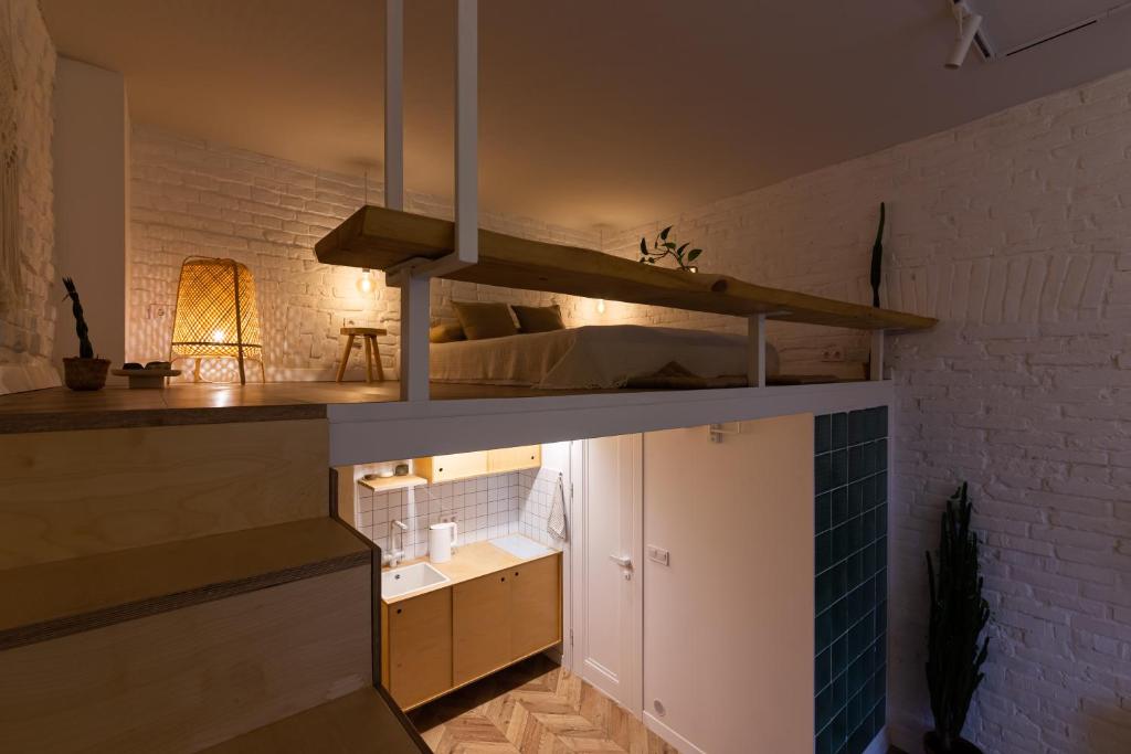 Kuchyň nebo kuchyňský kout v ubytování Passage Apartment