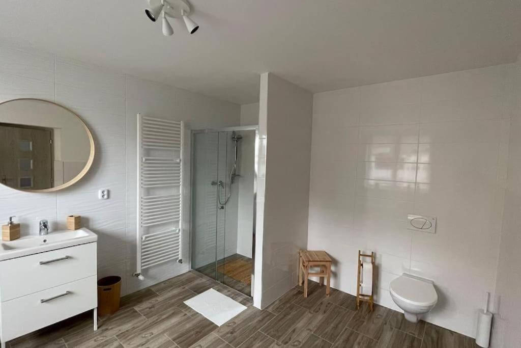 Koupelna v ubytování Dům nad Jezerem - apartmán I.