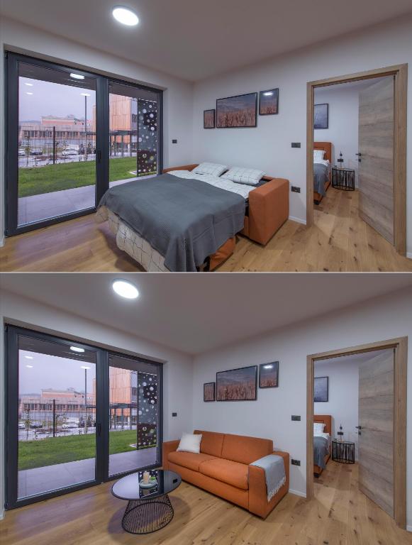 Postel nebo postele na pokoji v ubytování Apartmaji Harpf