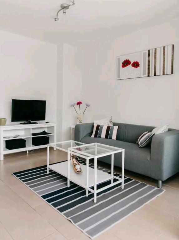 TV a/nebo společenská místnost v ubytování apartment with garden a few minutes from the sea