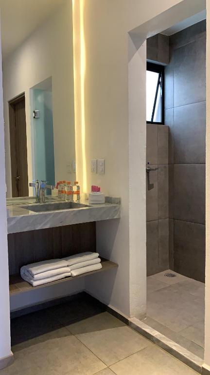 Koupelna v ubytování Hotel Blanco Pachuca