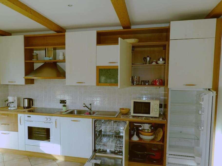 Kuchyň nebo kuchyňský kout v ubytování Ciasa Gran Panorama Moena