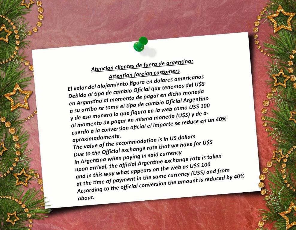 een stuk papier met een kerstgedicht bij Edif Montecarlo I En PB, a mts de las Termas in Federación