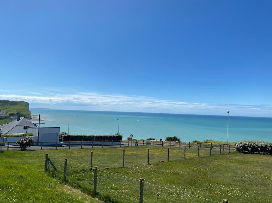 un prato con l'oceano sullo sfondo di Grande maison chaleureuse avec vue mer imprenable a Criel-sur-Mer