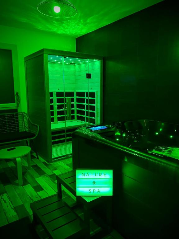 Televízia a/alebo spoločenská miestnosť v ubytovaní Nature&Spa Appartement avec Jacuzzi & Sauna privé