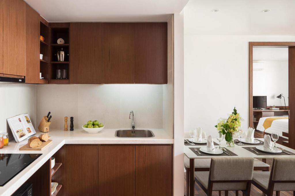 Kuchyň nebo kuchyňský kout v ubytování Hotel Emion Phnom Penh
