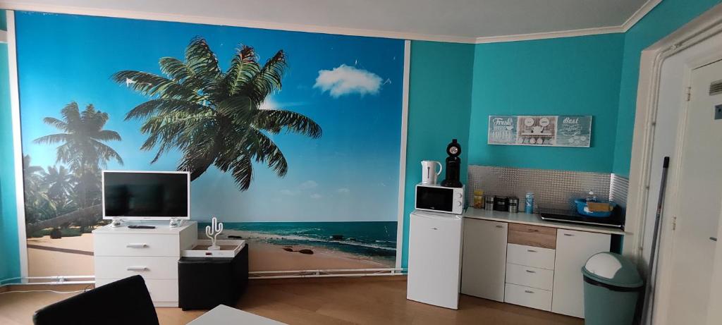 TV a/nebo společenská místnost v ubytování Studio 2/4p avec salle de bain privé