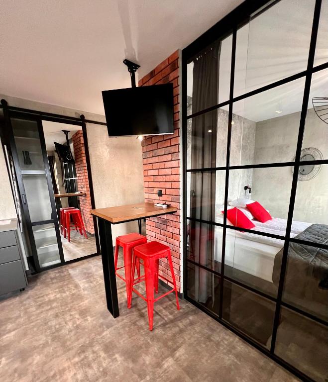 Postel nebo postele na pokoji v ubytování Global Home - Aparthotel - No Contact Check In