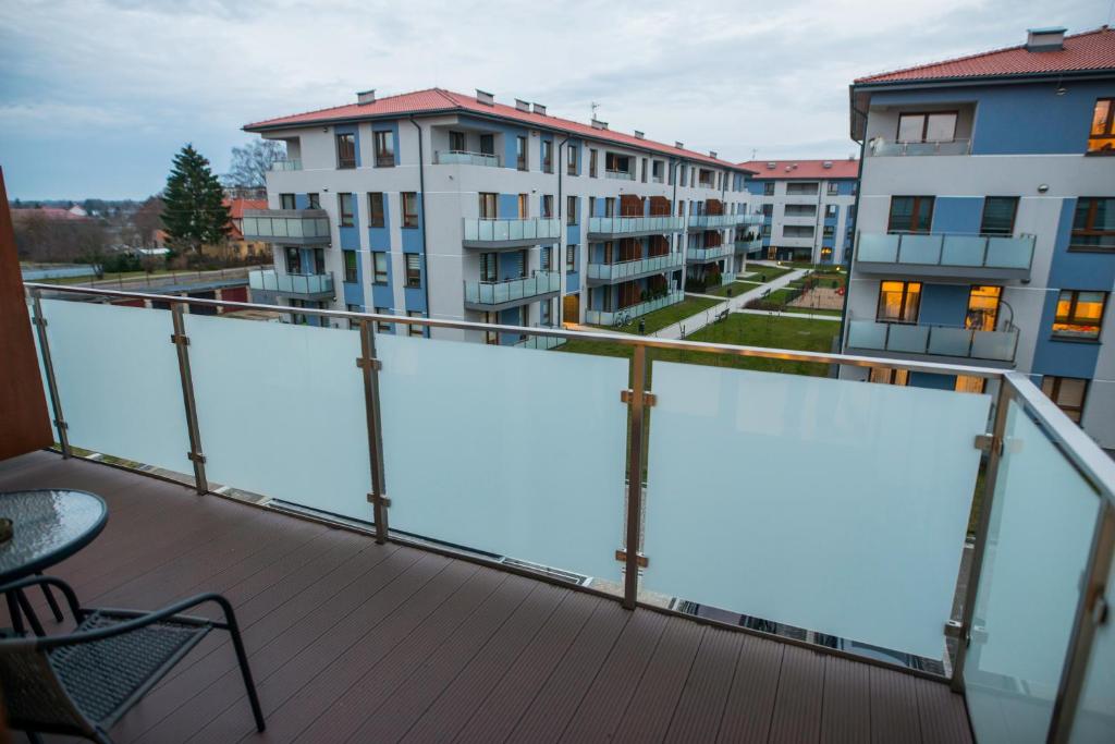 Balkón nebo terasa v ubytování Nowoczesny apartament na Warmii i Mazurach z garażem