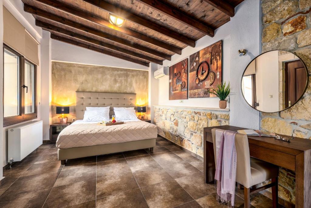 Posteľ alebo postele v izbe v ubytovaní Palmrise Luxury Villas by Travel Pro Services - Nea Skioni Halkidiki