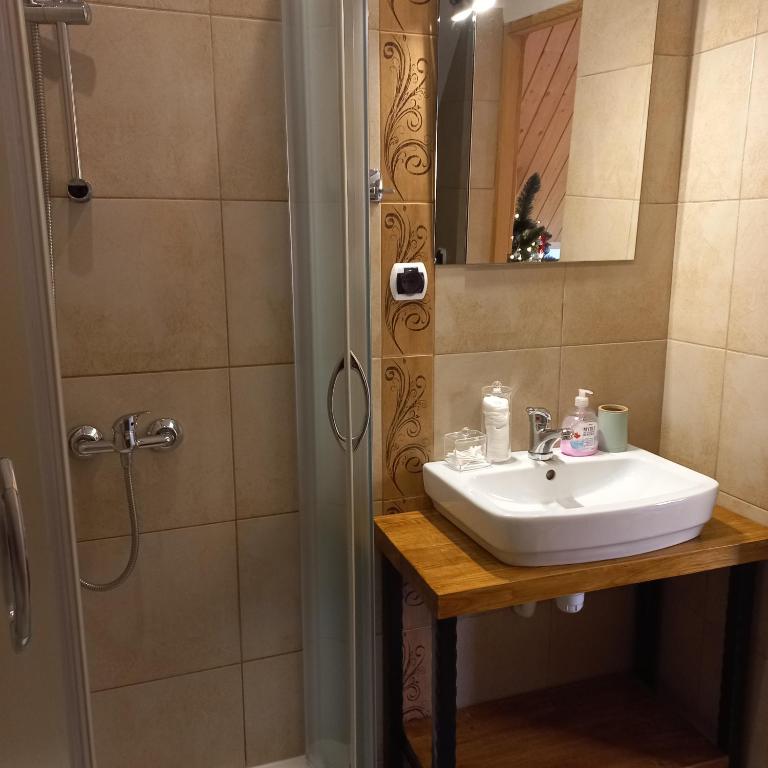 Kúpeľňa v ubytovaní Tu i Teraz - domek