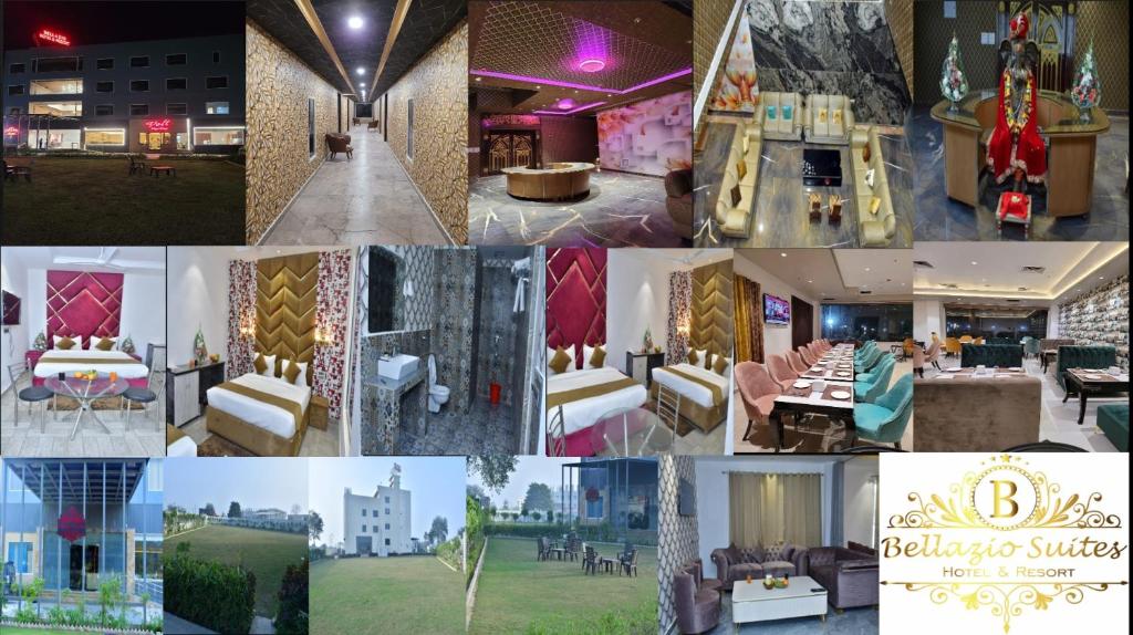 un collage de fotos de un hotel en Bellazio Suites Hotel & Resort, en Bareilly