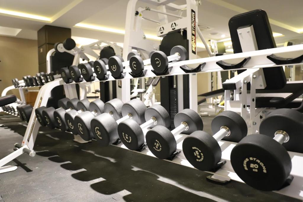 Fitness centrum a/nebo fitness zařízení v ubytování The Pristine Hotel