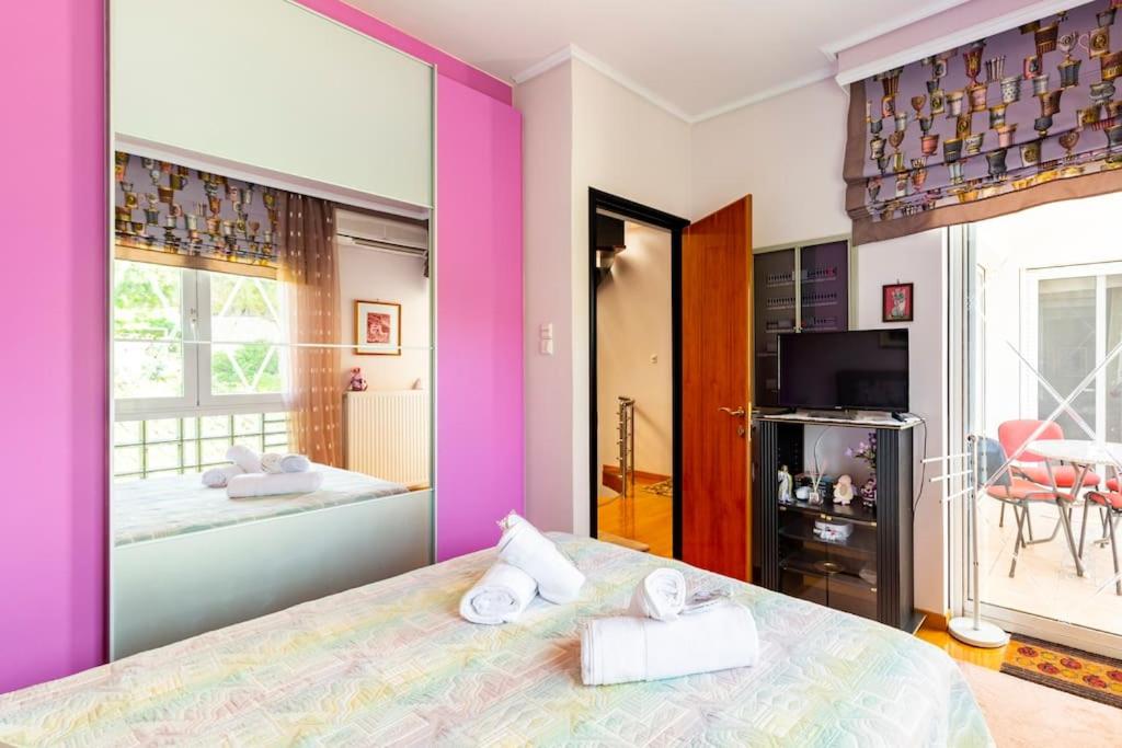Postel nebo postele na pokoji v ubytování Villa serenity
