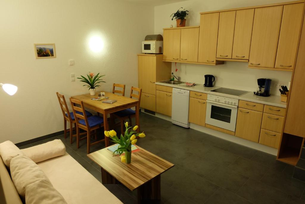 Kuchyň nebo kuchyňský kout v ubytování Apart Panoramablick