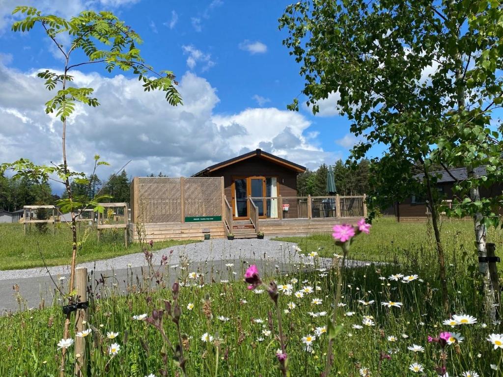 una casa en medio de un campo con flores en Hollicarrs - Newlands en York