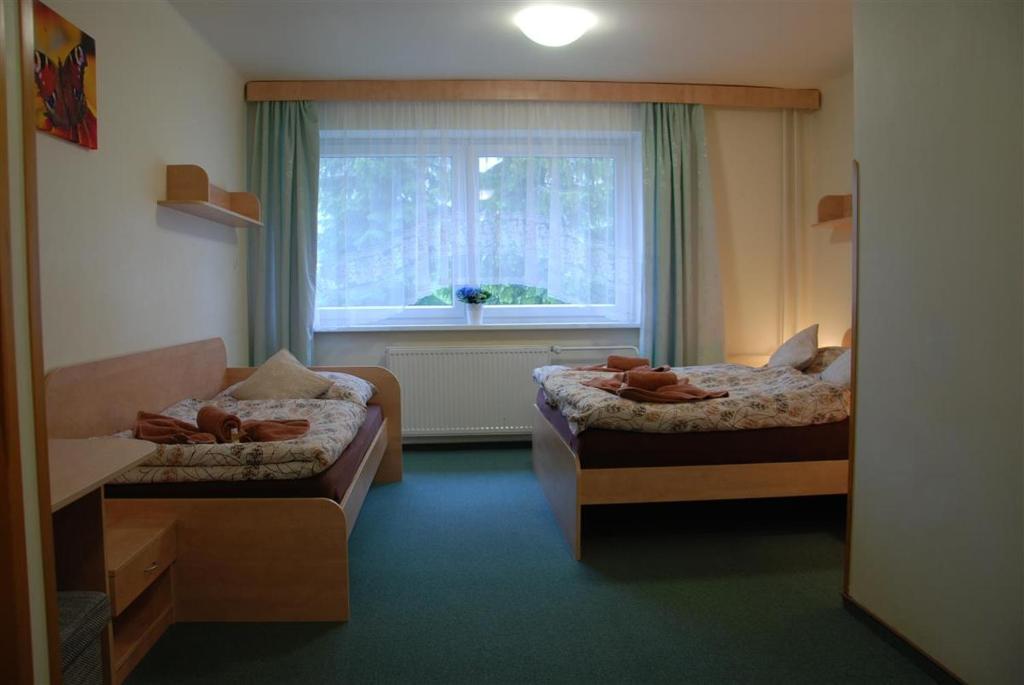 Postel nebo postele na pokoji v ubytování Hotel Churáňov