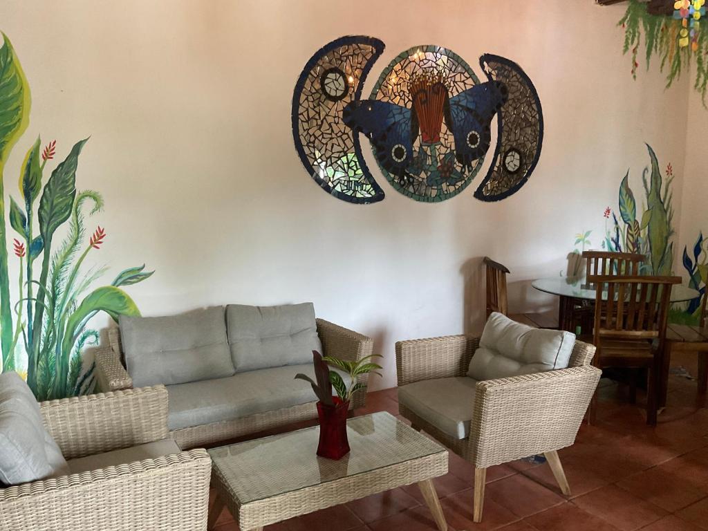 Posezení v ubytování Tesoro Escondido Ecolodge Cabinas