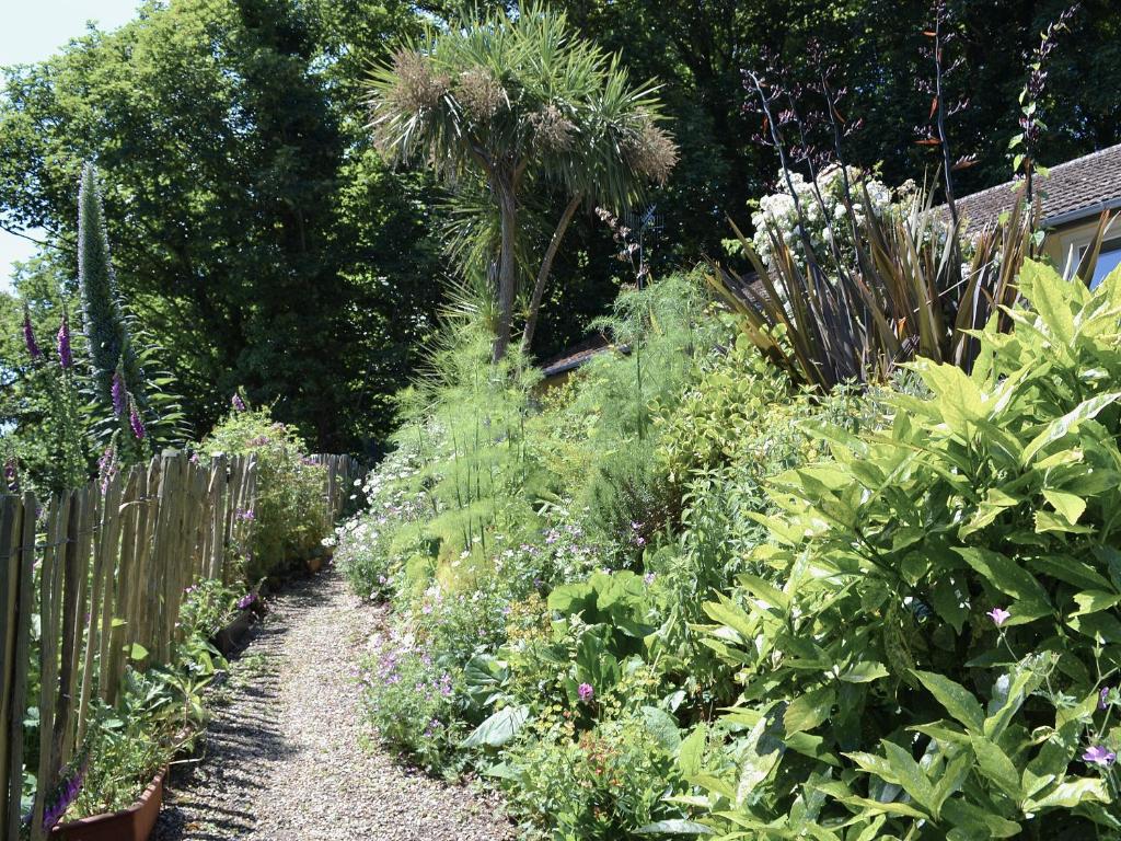 een tuin met planten en een houten hek bij Channel View in Niton