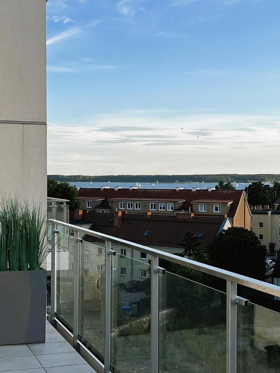 Balkón alebo terasa v ubytovaní #MazurySKY Giżycko