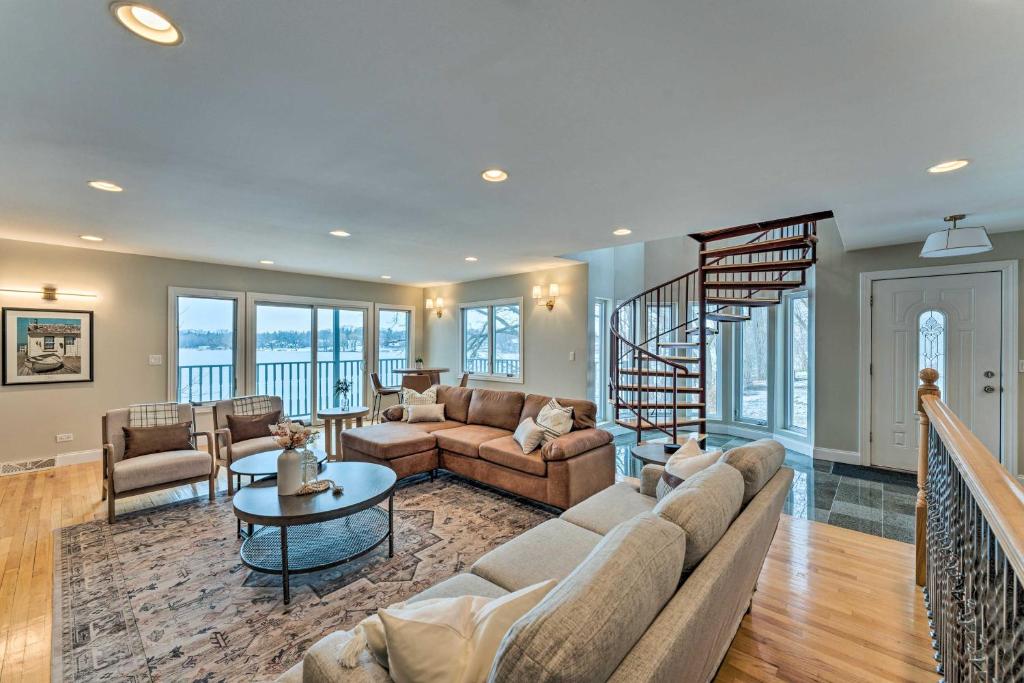Lakefront Genoa City Home with Private Beach