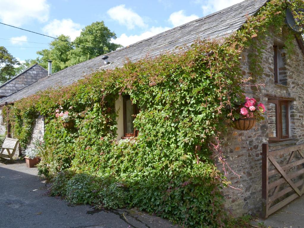 a building covered in ivy with flowers on it at Demelza in Launceston