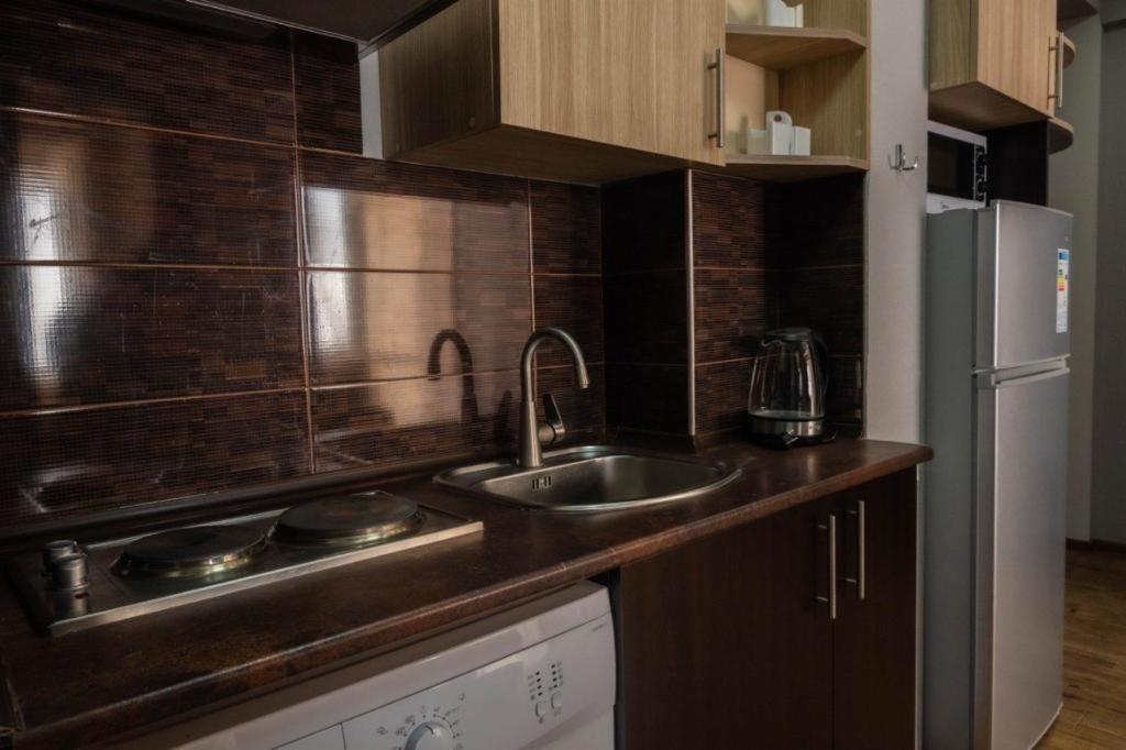Kuchyň nebo kuchyňský kout v ubytování Gudauri Club 2100 Apt206