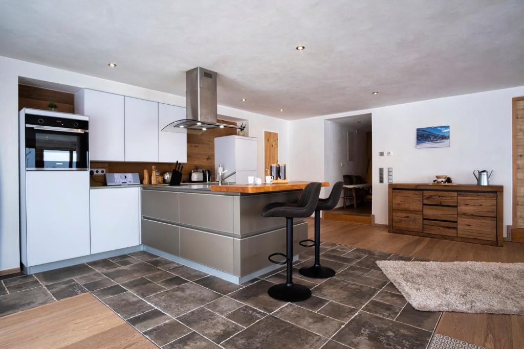 Kuchyň nebo kuchyňský kout v ubytování Elchegg - Chalet & Panorama-Loft