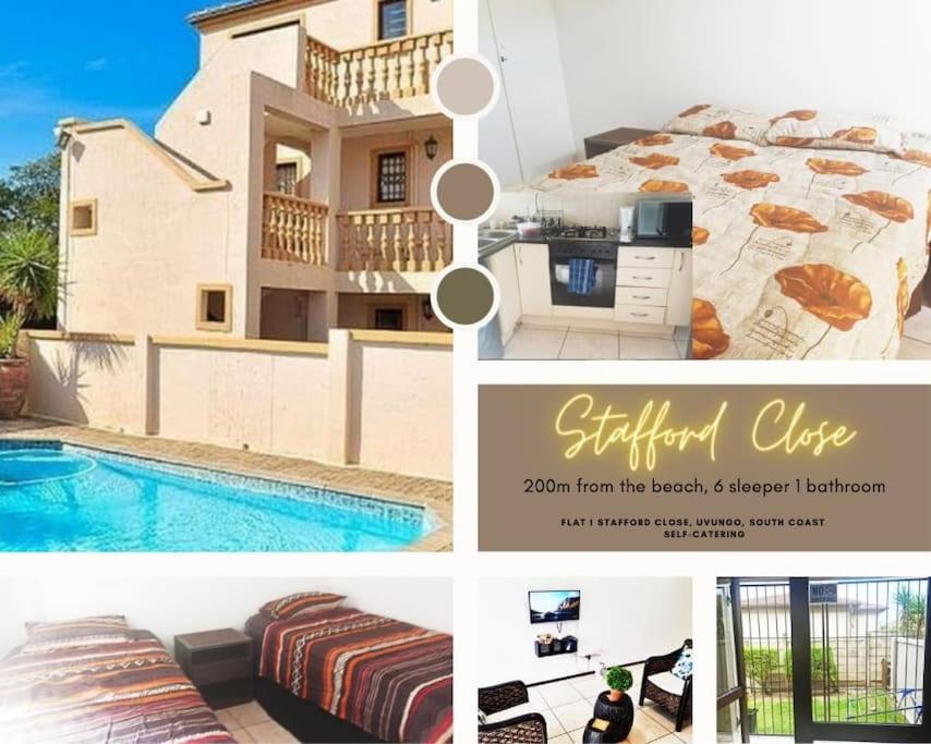 a collage of pictures of a house and a swimming pool at Self Catering. walking distance to beach. in Uvongo Beach