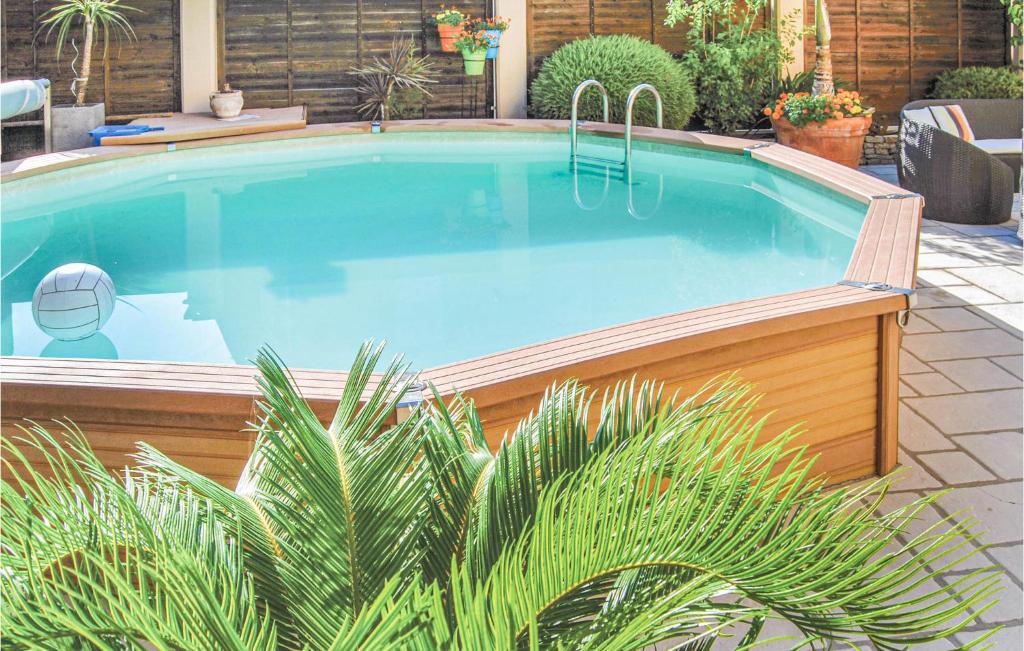 Nice Apartment In Cannes With 2 Bedrooms, Wifi And Outdoor Swimming Pool في كان: مسبح كبير في ساحه بها نباتات