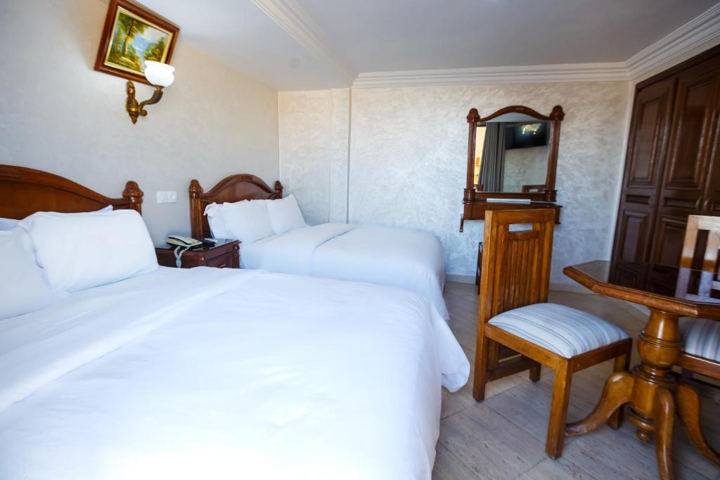 Postel nebo postele na pokoji v ubytování Hôtel Lynx
