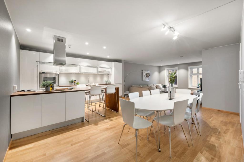 Kuchyň nebo kuchyňský kout v ubytování Fløyen Lux Apartment
