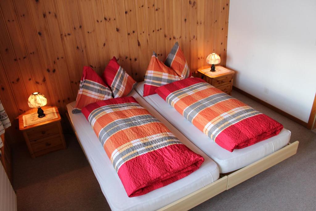 Een bed of bedden in een kamer bij Chalet Spinne