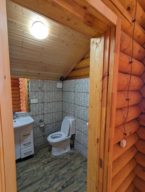 Koupelna v ubytování LOG HOUSE